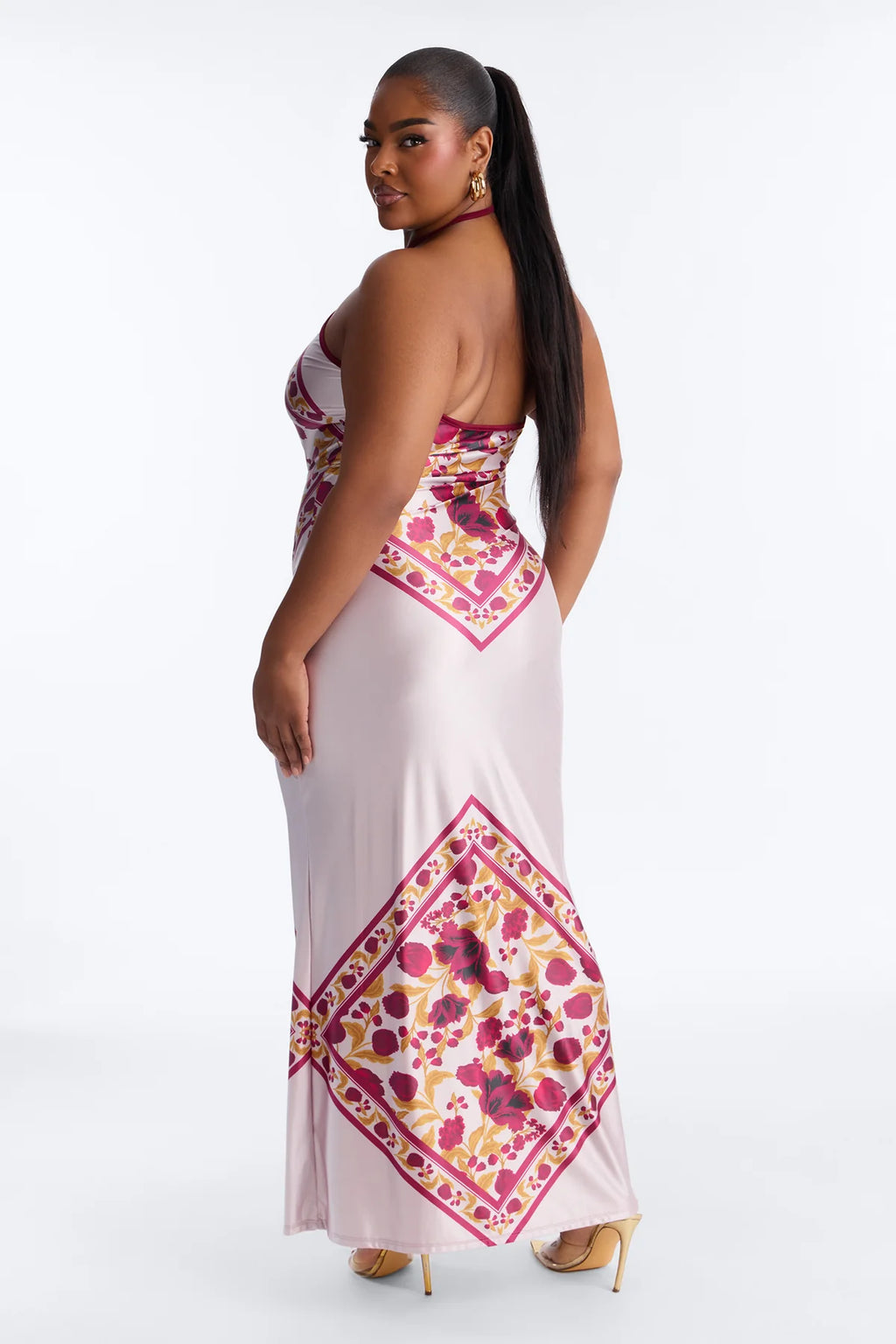 Dina Floral Satin Maxi Dress