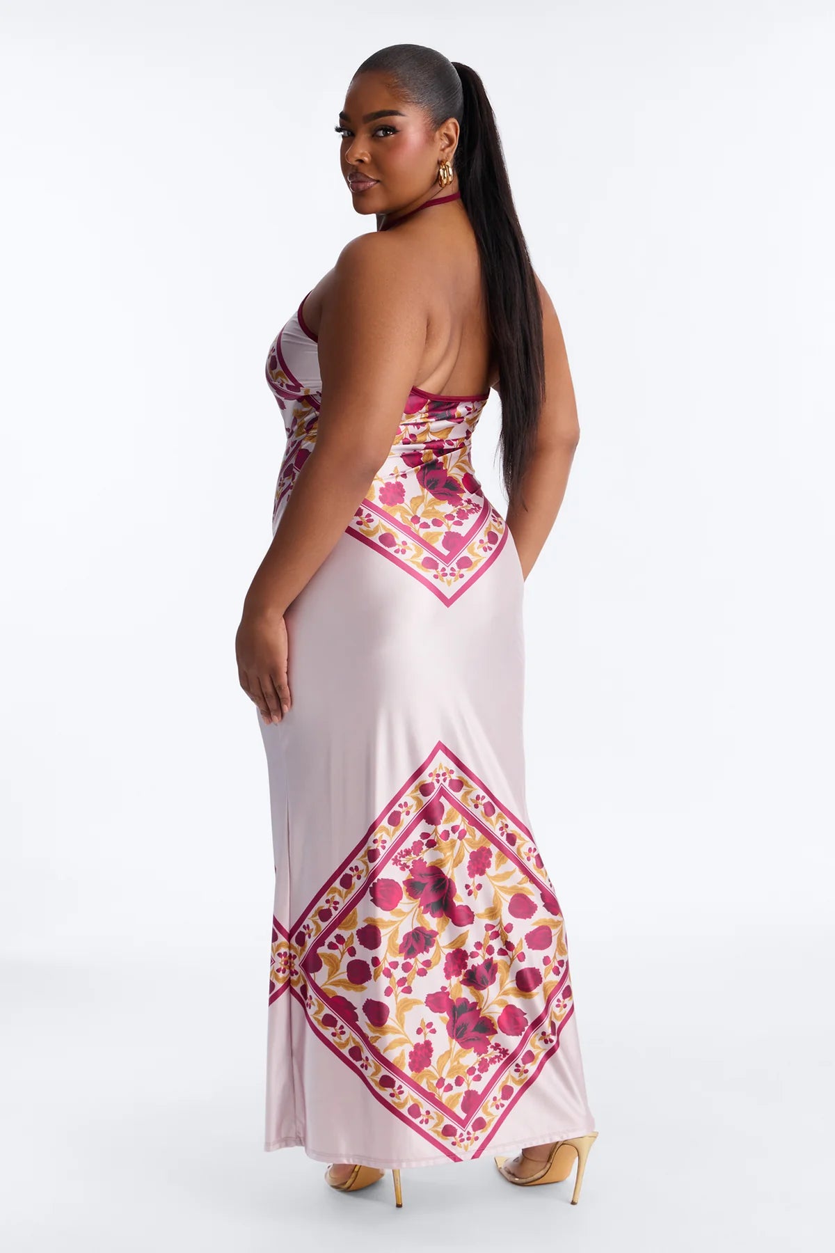 Dina Floral Satin Maxi Dress