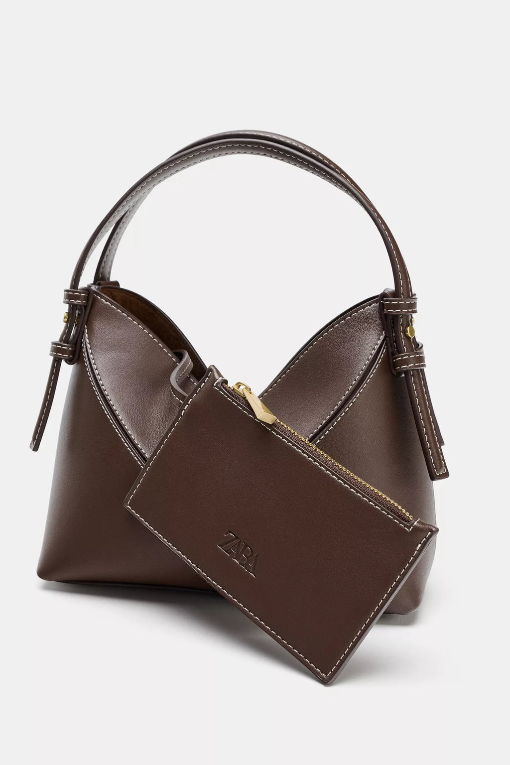 ZARA MINI BUCKET BAG WITH TOPSTITCHING