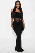 Jesika Ruched Off Shoulder Maxi Dress
