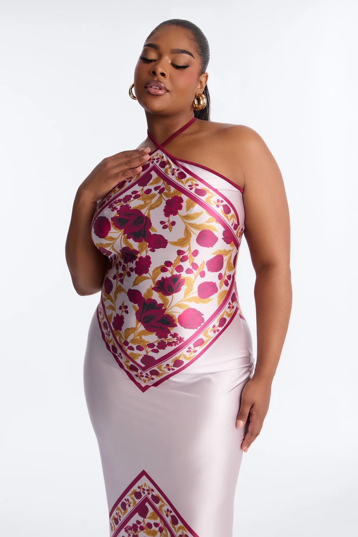 Dina Floral Satin Maxi Dress