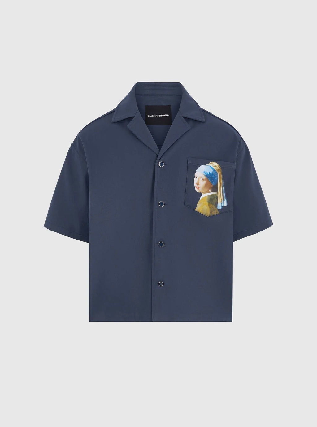 MANIERE DE VOIR - Stephane in Cream & Indigo - “A Girl With A Pearl Earring” Boxy Shirt
