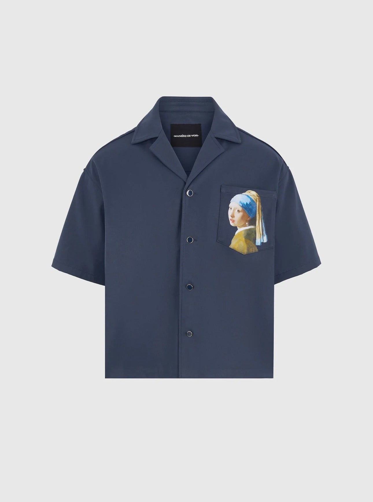 MANIERE DE VOIR - Stephane in Cream & Indigo - “A Girl With A Pearl Earring” Boxy Shirt