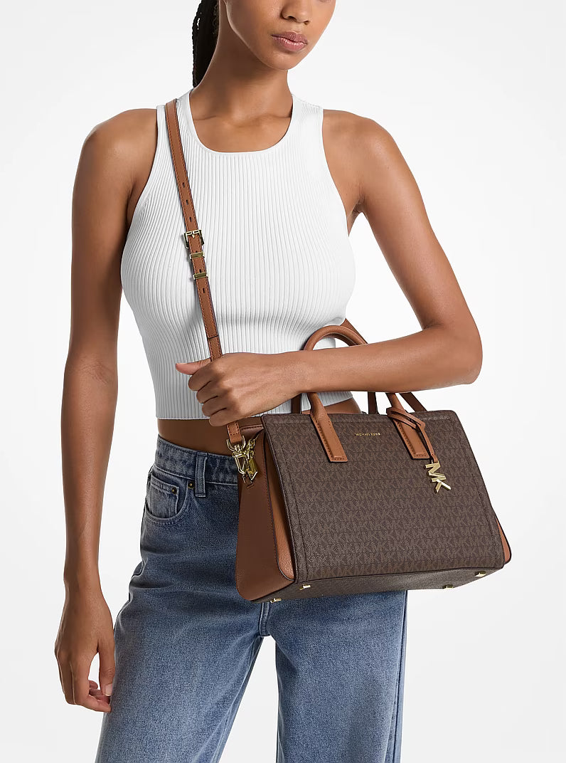 MICHAEL Michael Kors Laila Medium Signature Logo Satchel