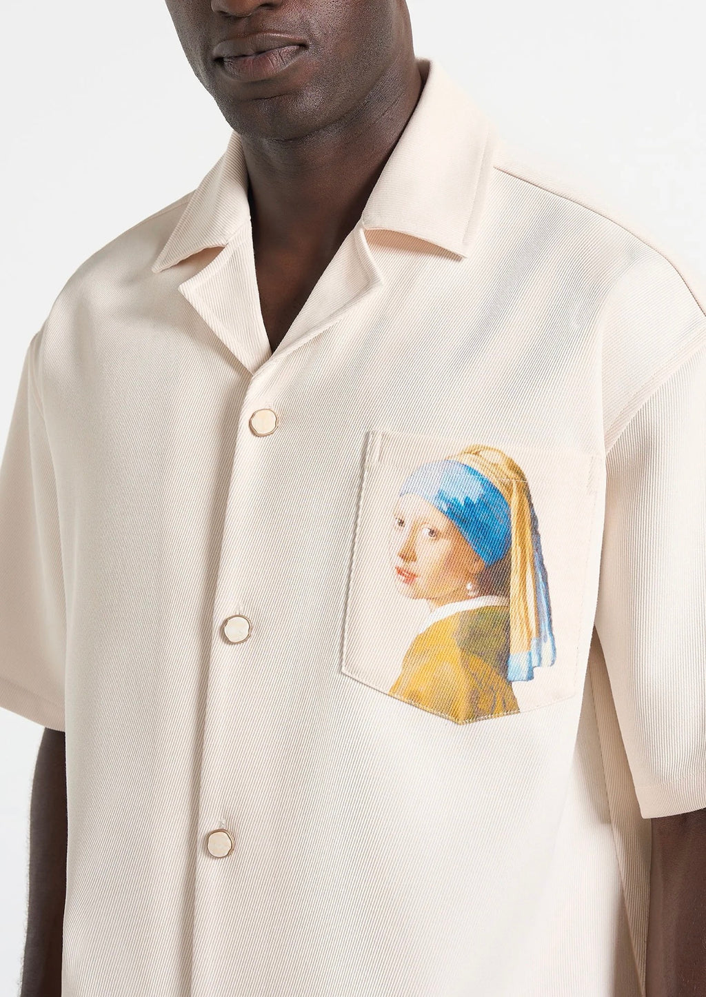 MANIERE DE VOIR - Stephane in Cream & Indigo - “A Girl With A Pearl Earring” Boxy Shirt
