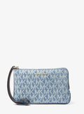 Michael Kors - Jet Set Travel Small Signature Logo Print Denim Wristlet