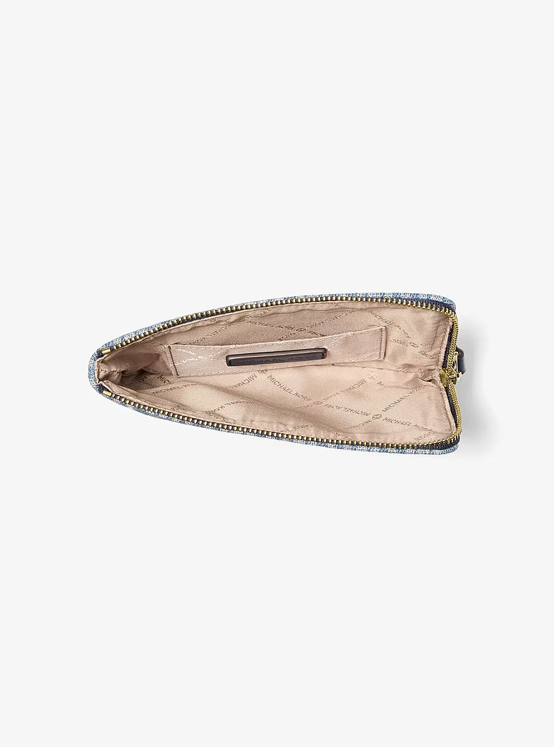 Michael Kors - Jet Set Travel Small Signature Logo Print Denim Wristlet