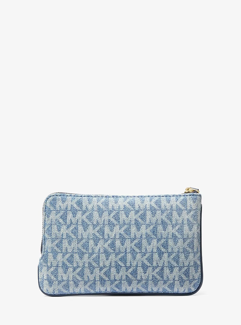Michael Kors - Jet Set Travel Small Signature Logo Print Denim Wristlet