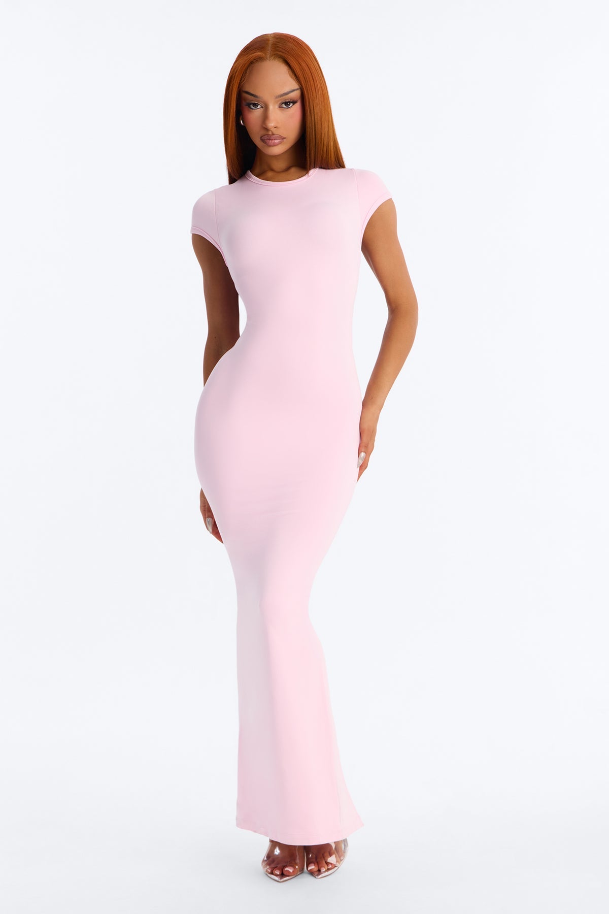 Seamless Smooth Double Lined Cap Sleeve Maxi Dress - Butter Yellow