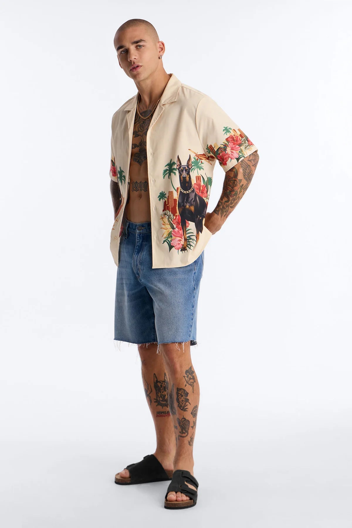 Relaxed Tropical Watchdog Button Up Shirt