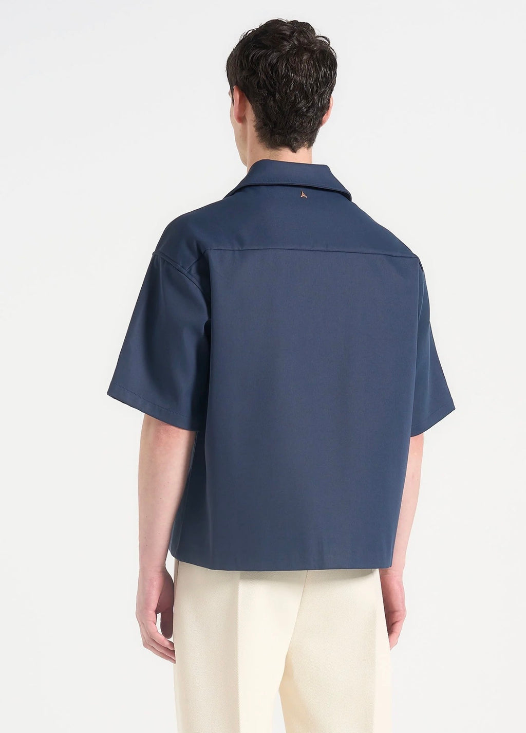 MANIERE DE VOIR - Stephane in Cream & Indigo - “A Girl With A Pearl Earring” Boxy Shirt