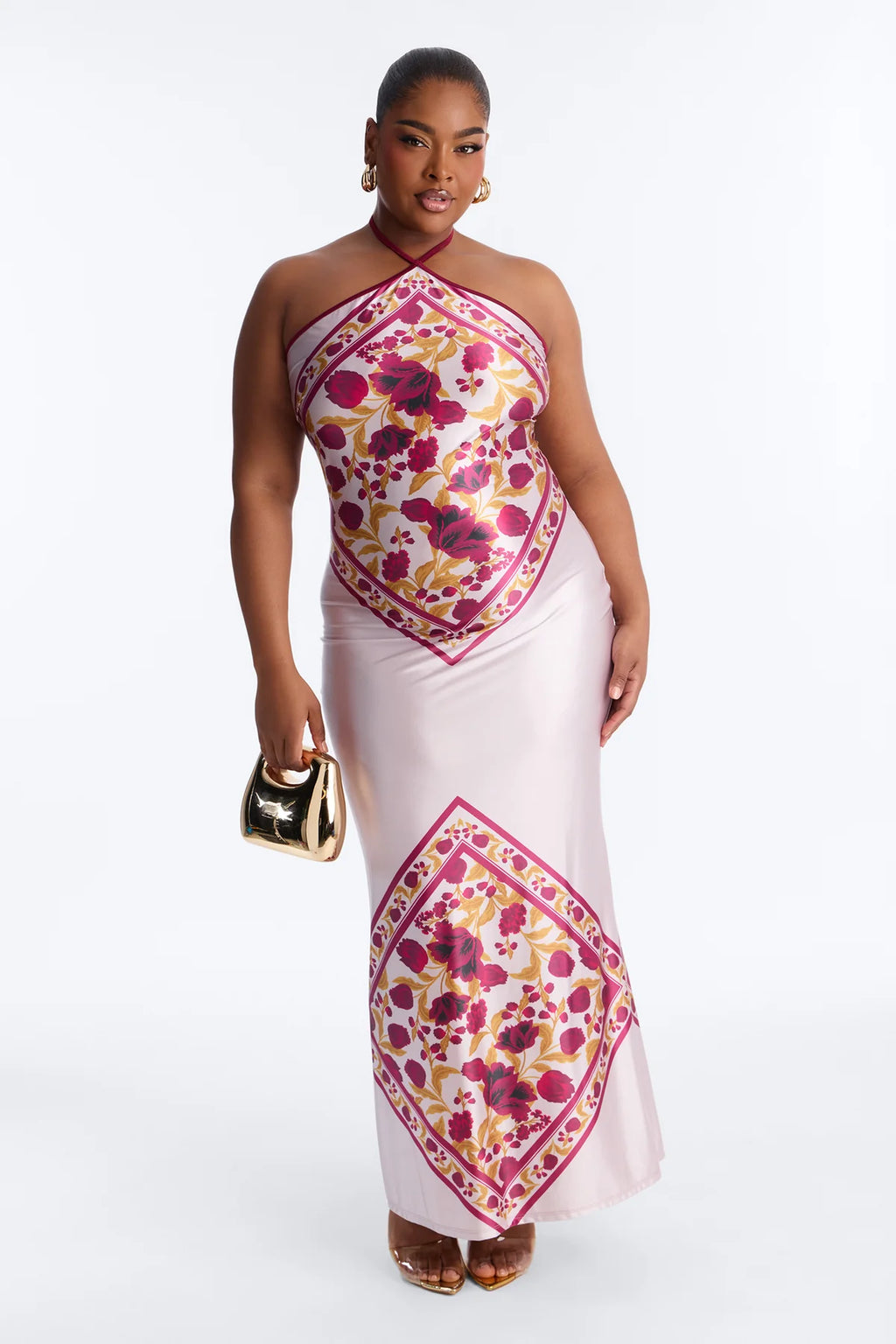 Dina Floral Satin Maxi Dress