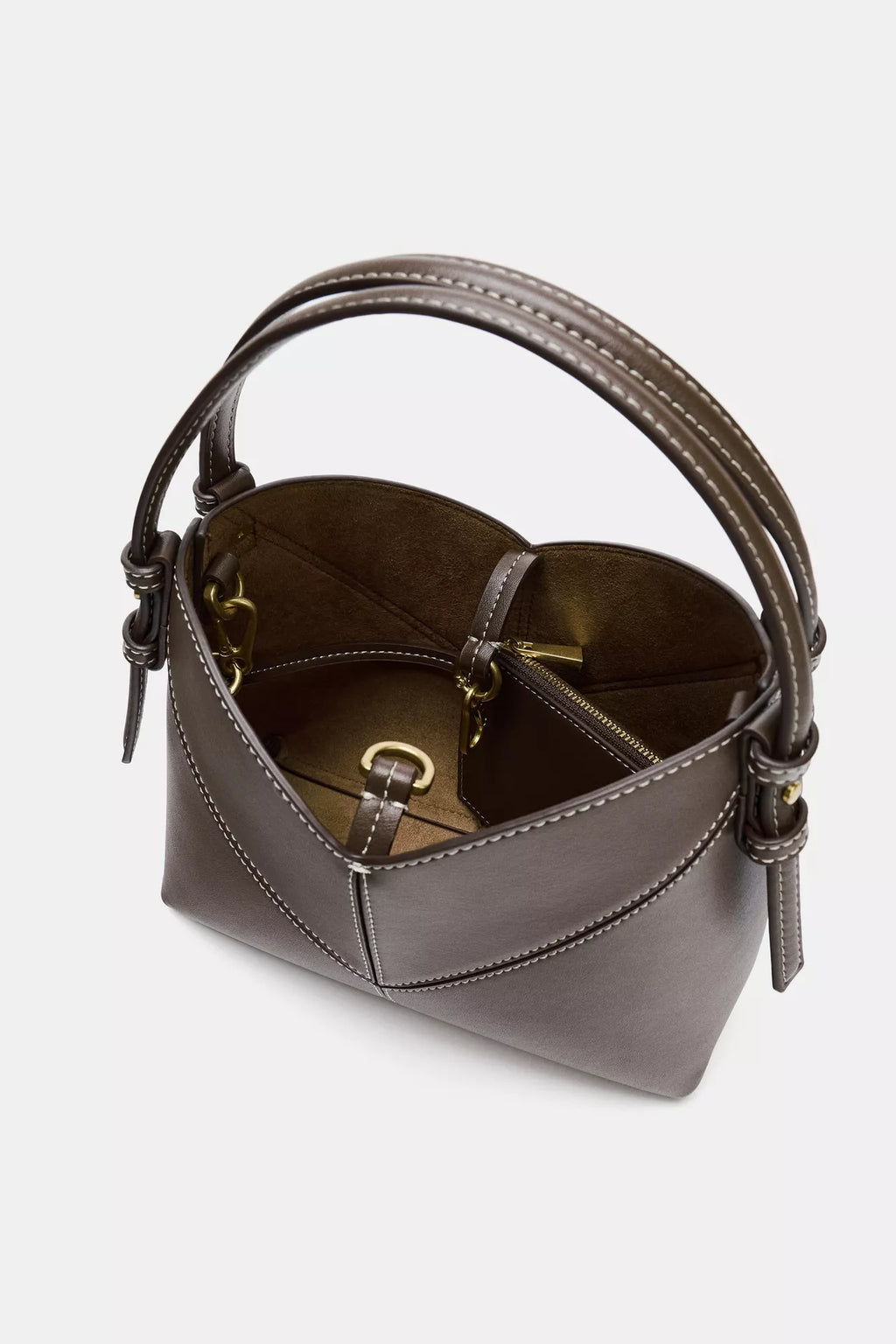 ZARA MINI BUCKET BAG WITH TOPSTITCHING