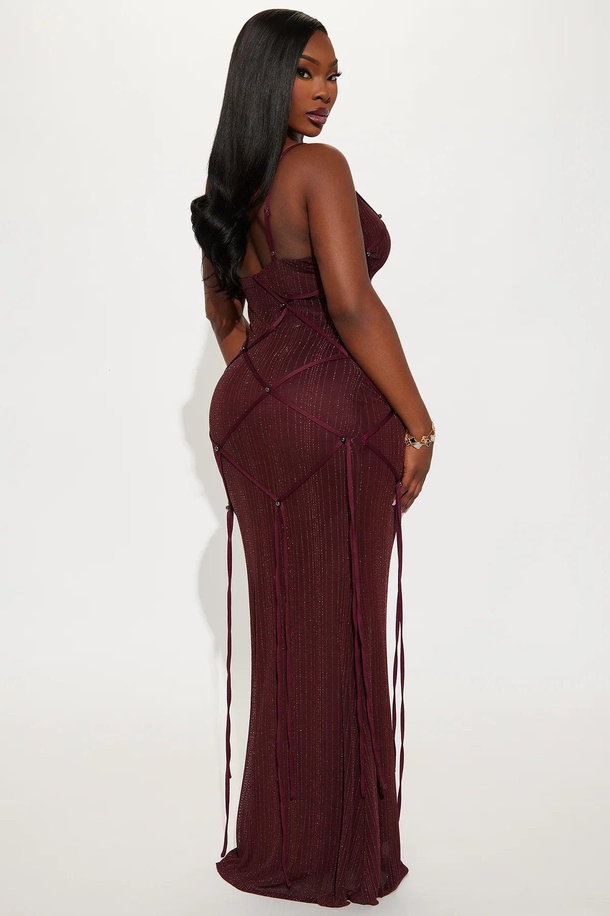 Brianne Glitter Mesh Stappy Maxi Dress