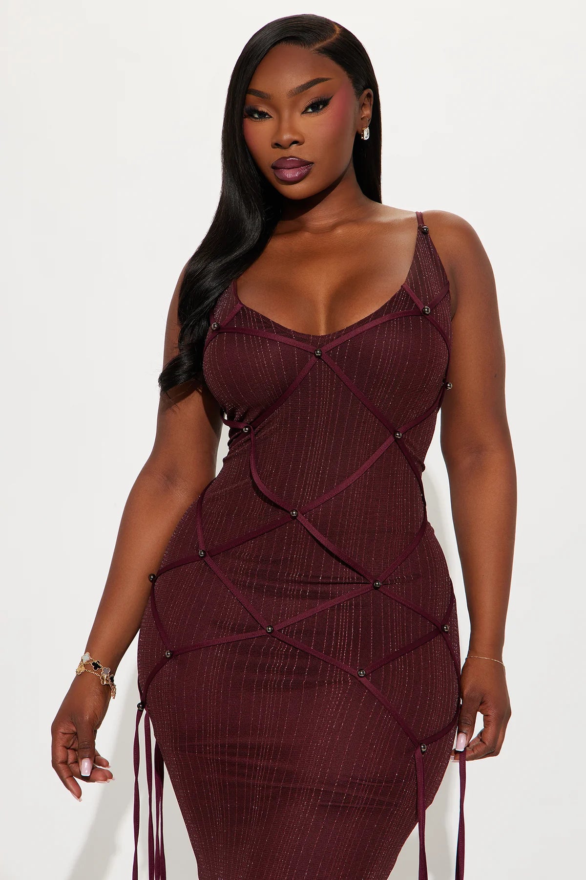 Brianne Glitter Mesh Stappy Maxi Dress