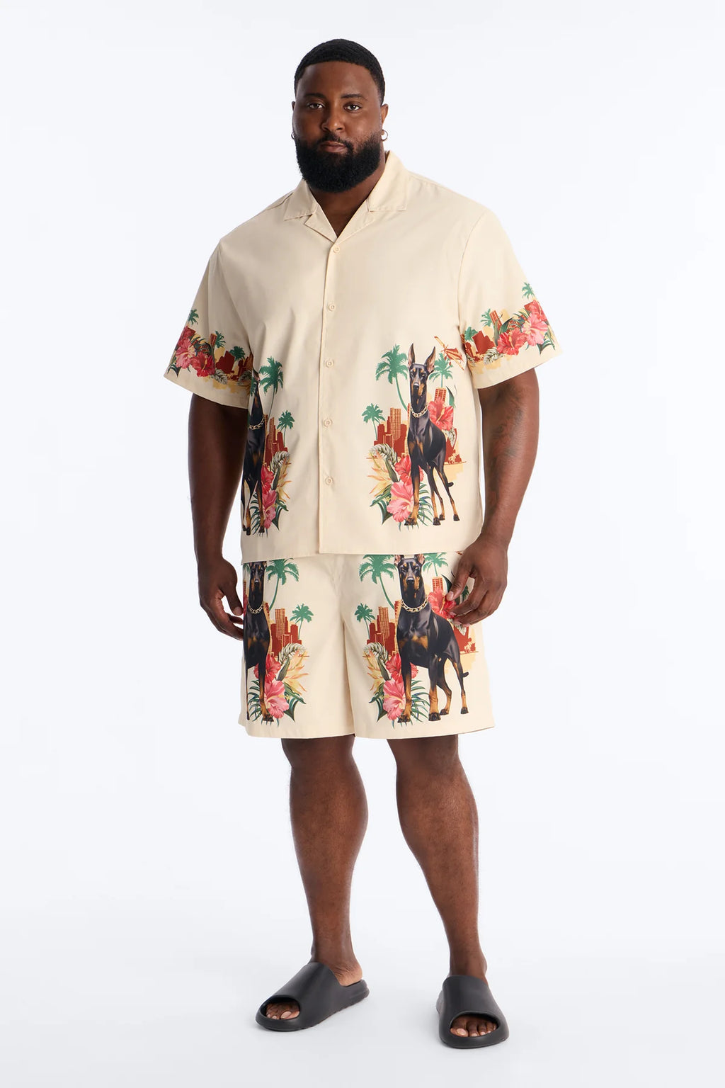Relaxed Tropical Watchdog Button Up Shirt