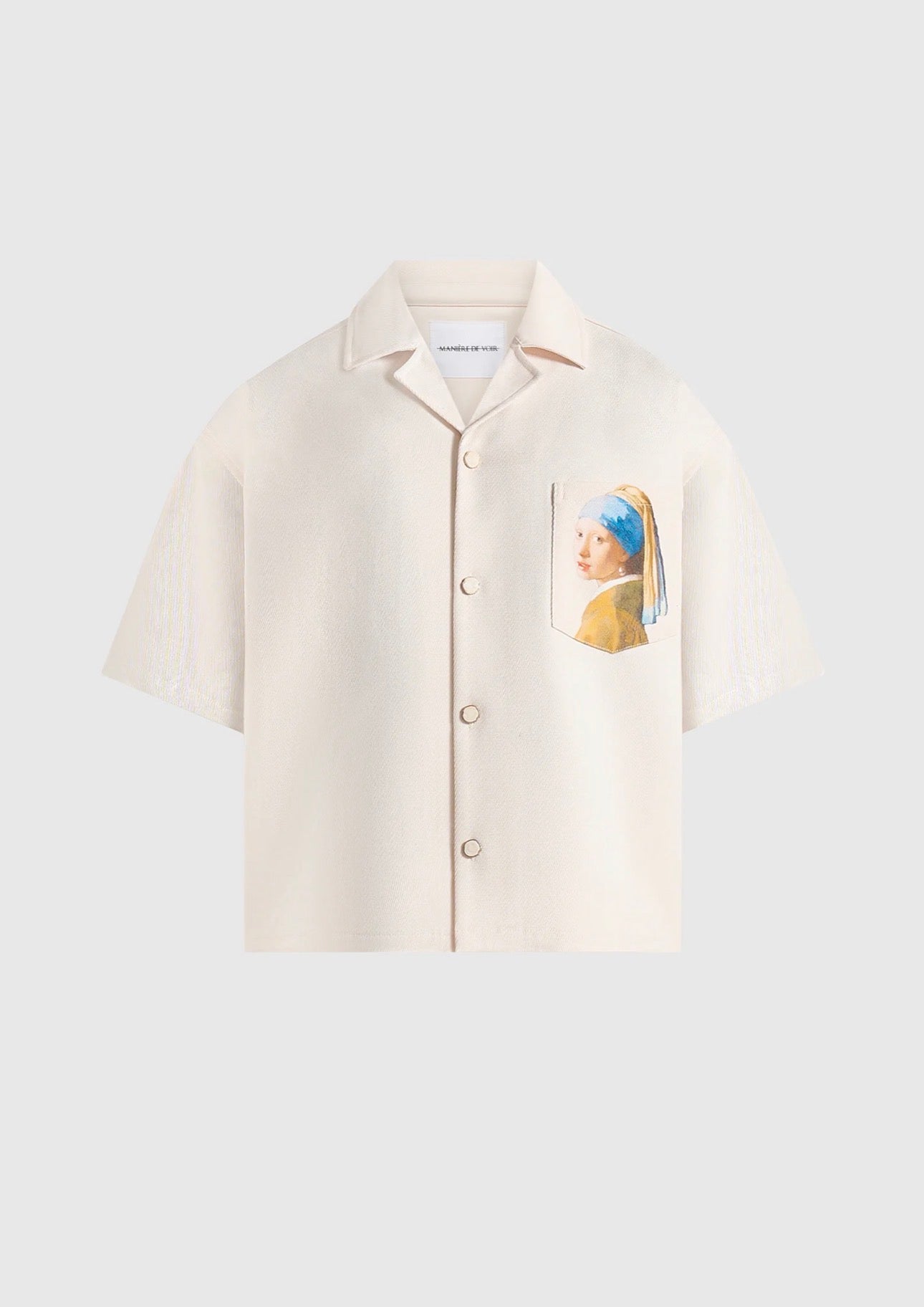 MANIERE DE VOIR - Stephane in Cream & Indigo - “A Girl With A Pearl Earring” Boxy Shirt