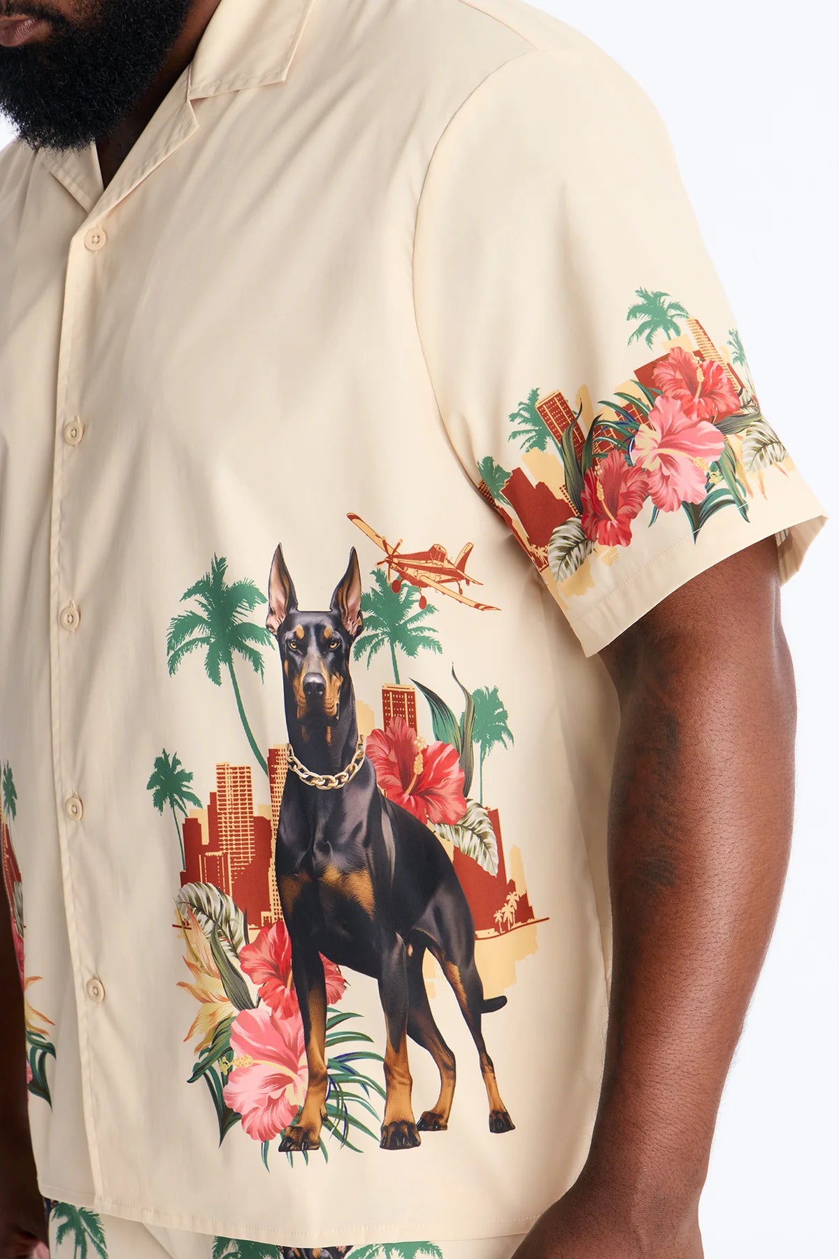 Relaxed Tropical Watchdog Button Up Shirt