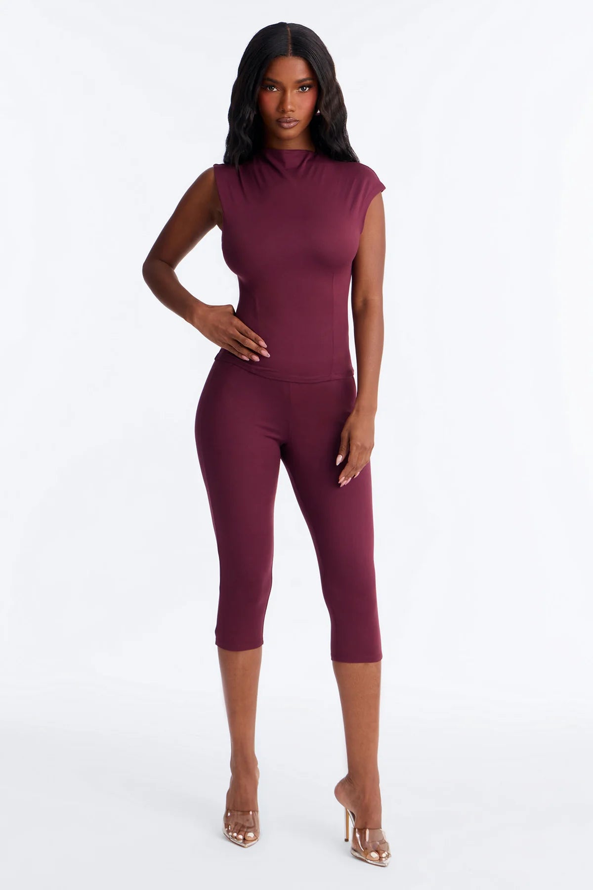 Carly Mock Neck Capri Set
