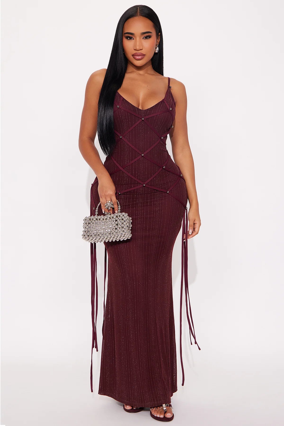 Brianne Glitter Mesh Stappy Maxi Dress