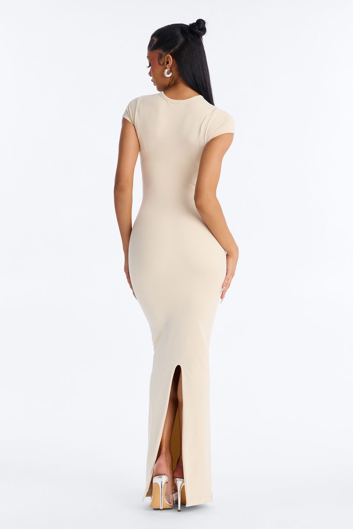 Seamless Smooth Double Lined Cap Sleeve Maxi Dress - Butter Yellow