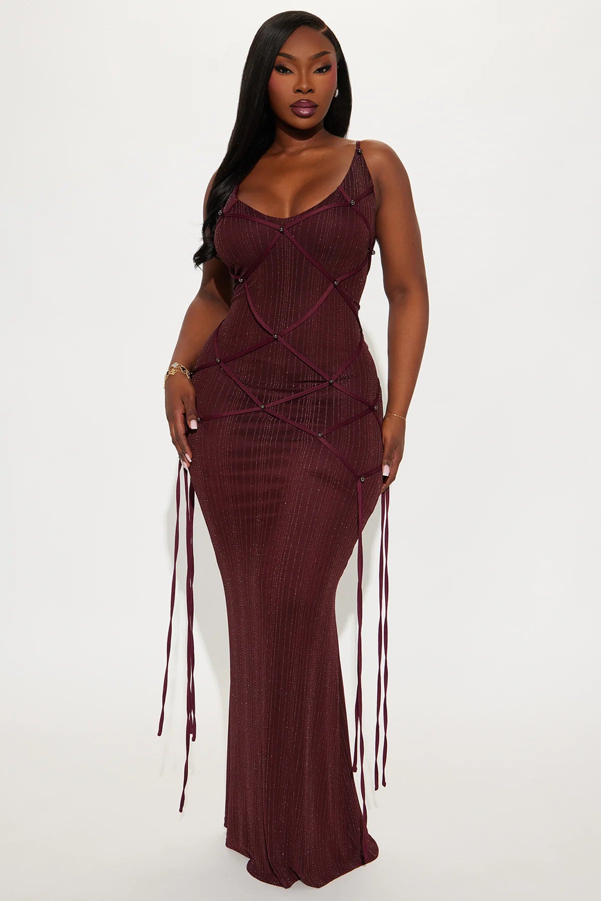 Brianne Glitter Mesh Stappy Maxi Dress