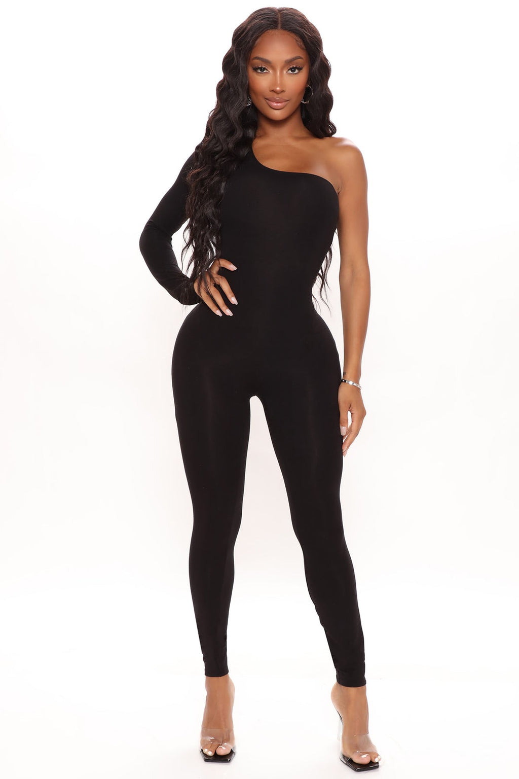 Season Long Sleeve One Shoulder Jumpsuit