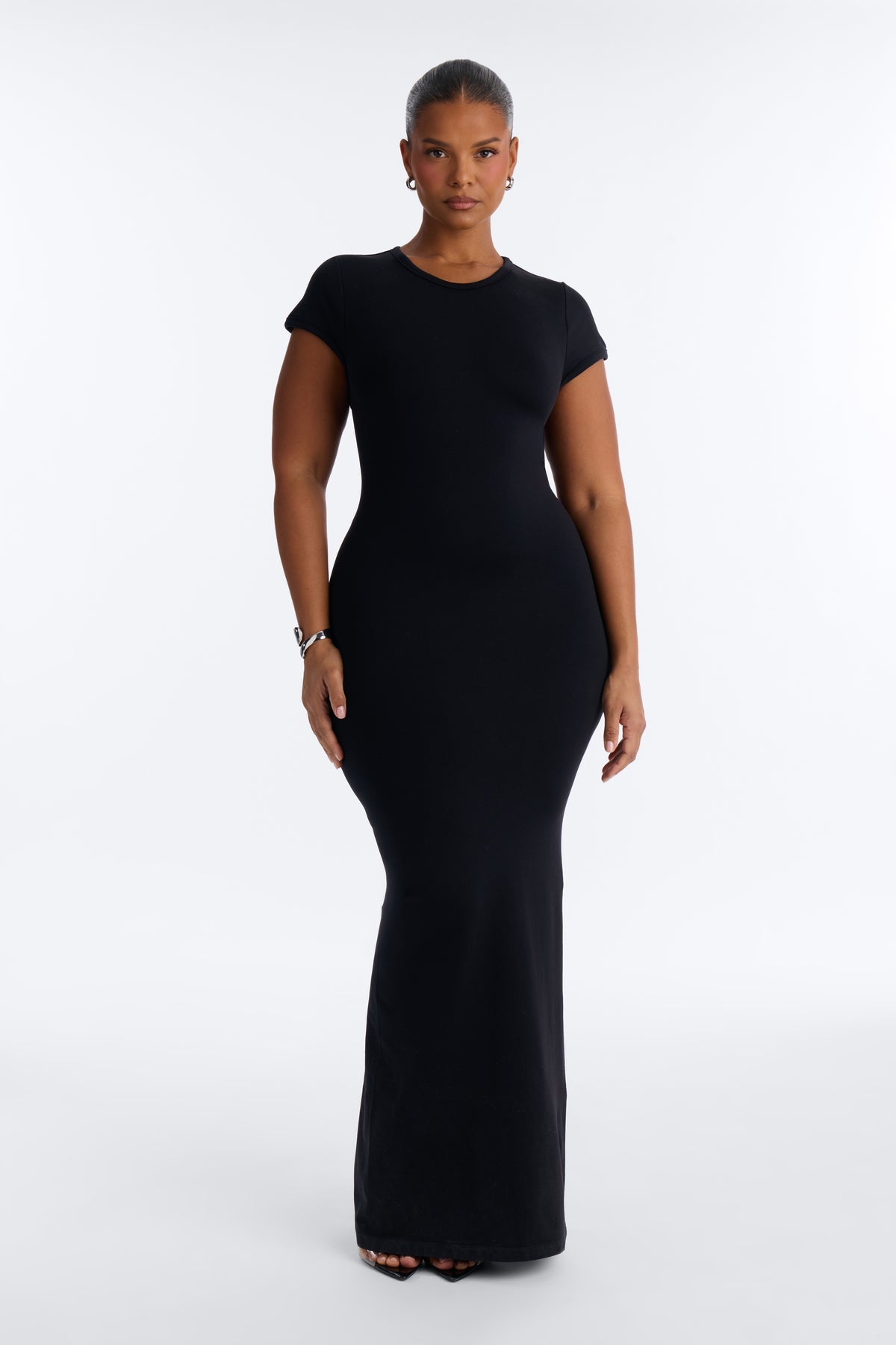 Seamless Smooth Double Lined Cap Sleeve Maxi Dress - Butter Yellow