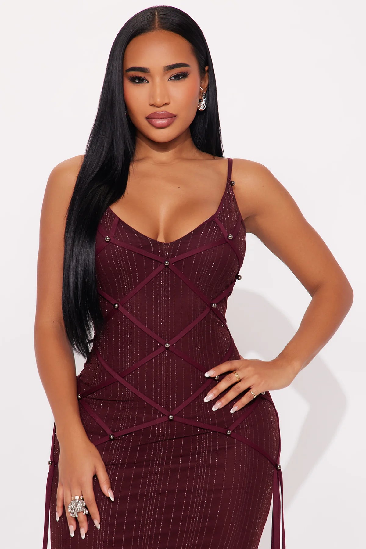Brianne Glitter Mesh Stappy Maxi Dress