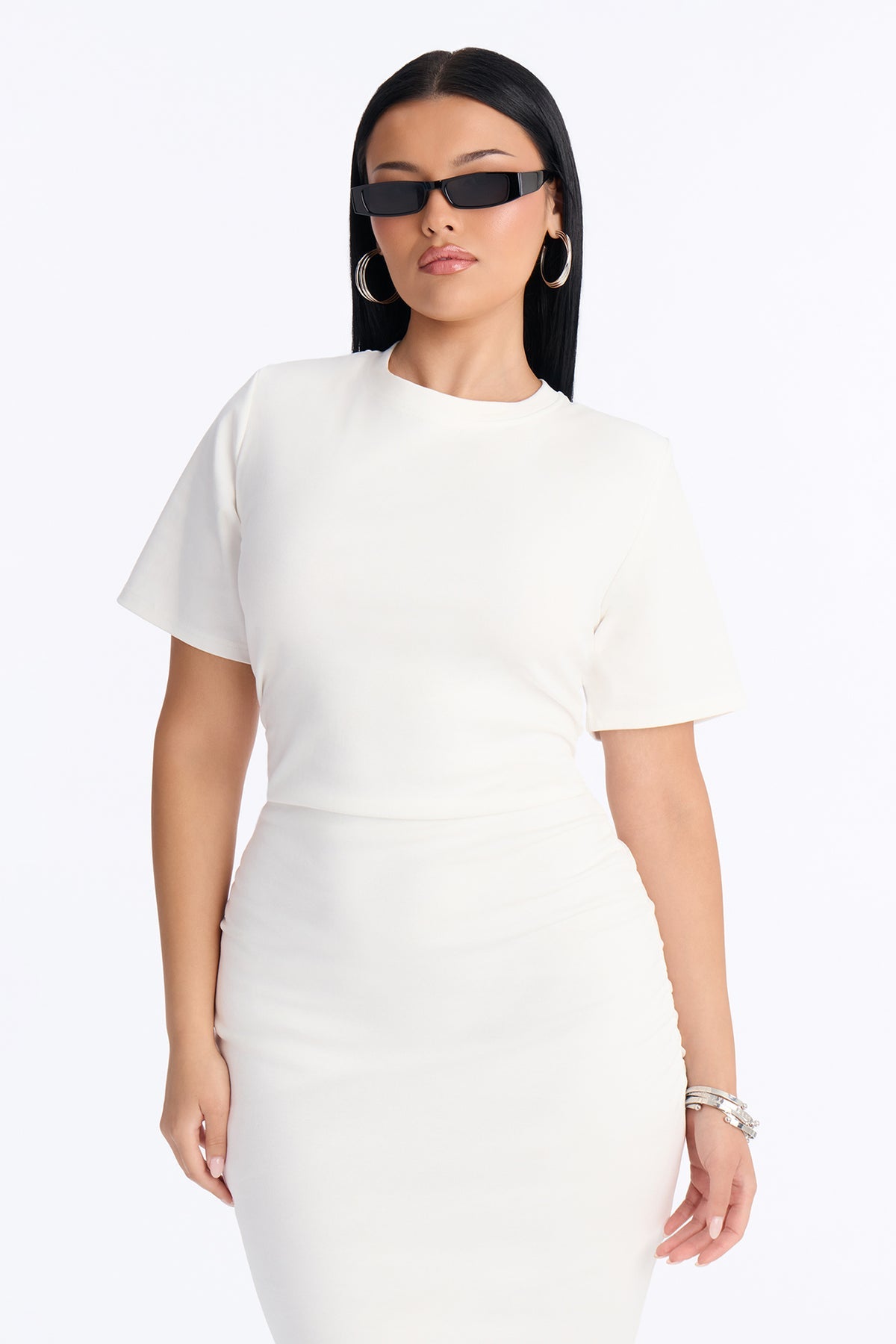 Elaine Ruched Short Sleeve Mini Dress
