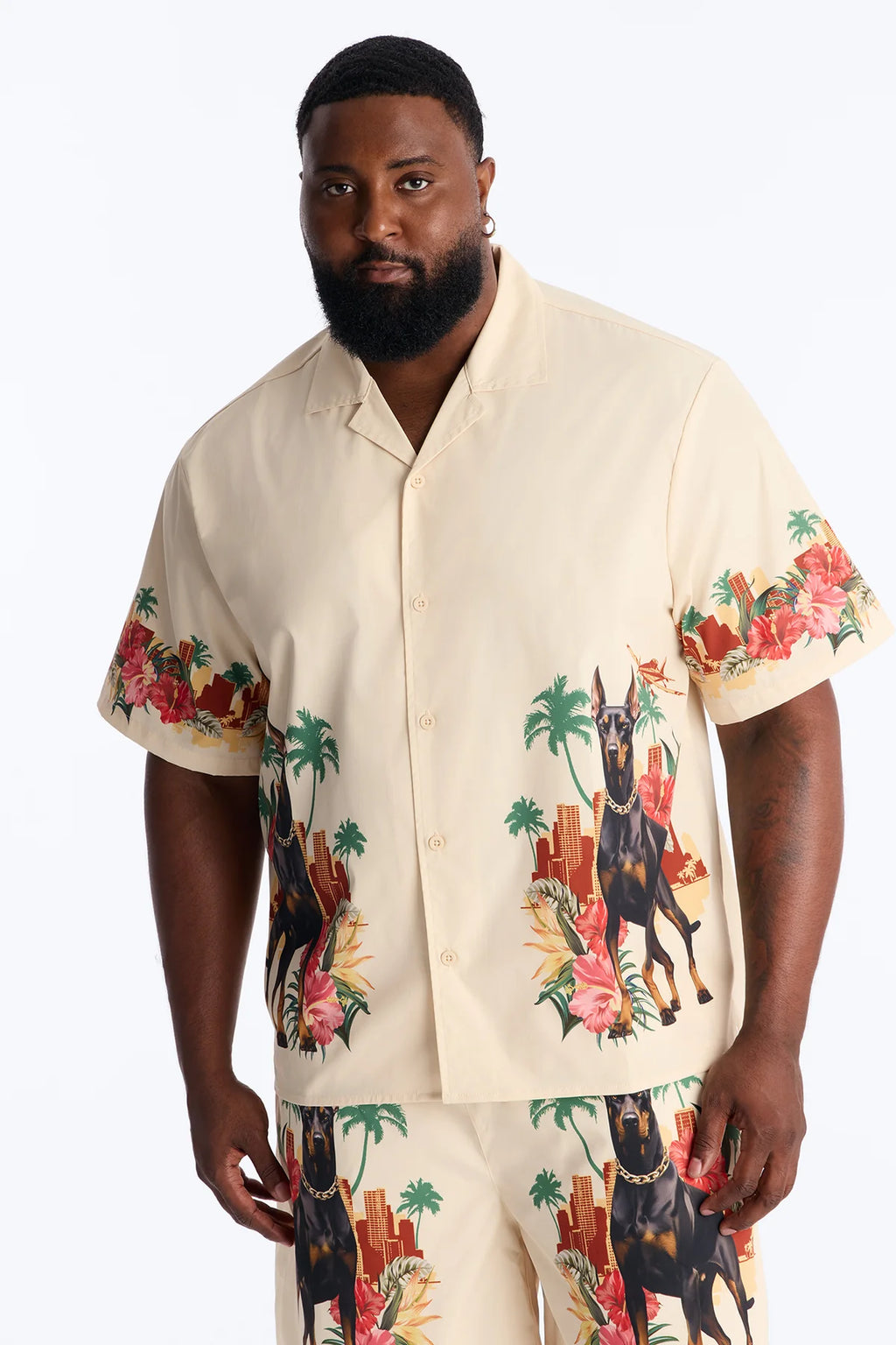 Relaxed Tropical Watchdog Button Up Shirt