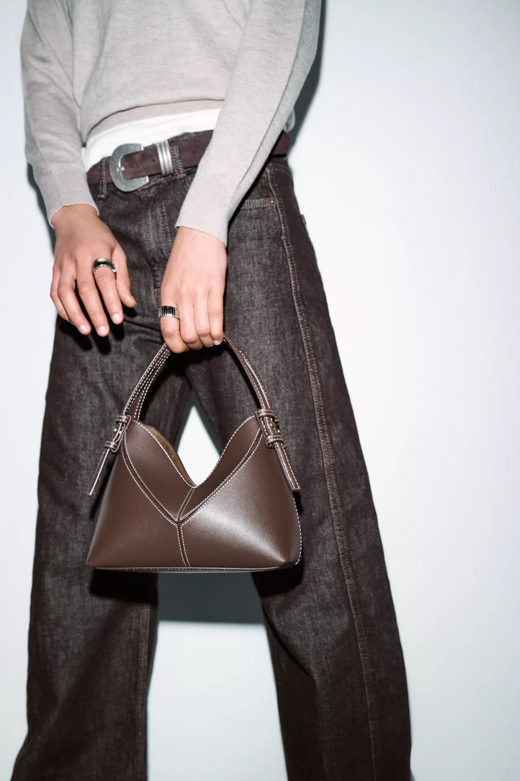 ZARA MINI BUCKET BAG WITH TOPSTITCHING