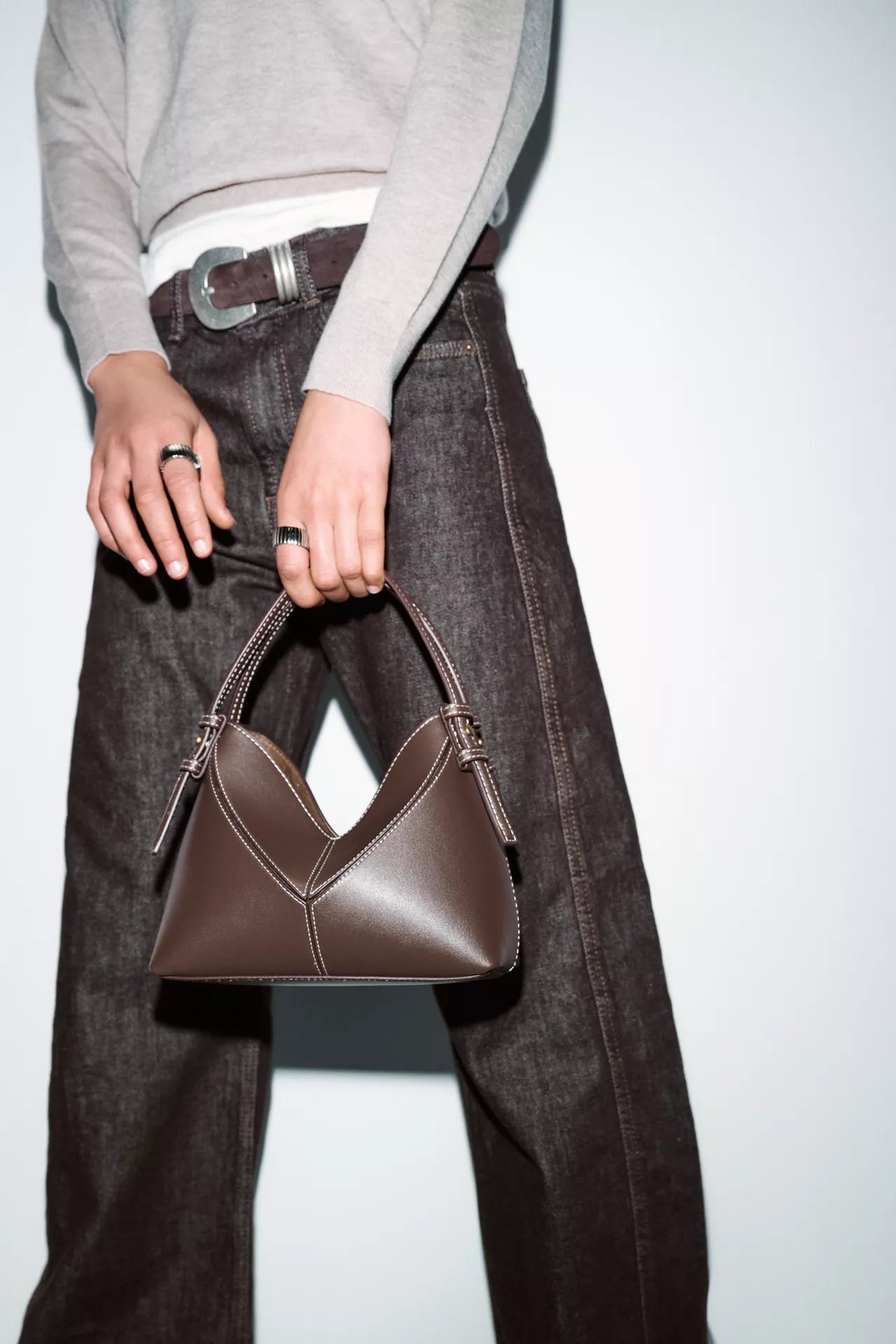 ZARA MINI BUCKET BAG WITH TOPSTITCHING