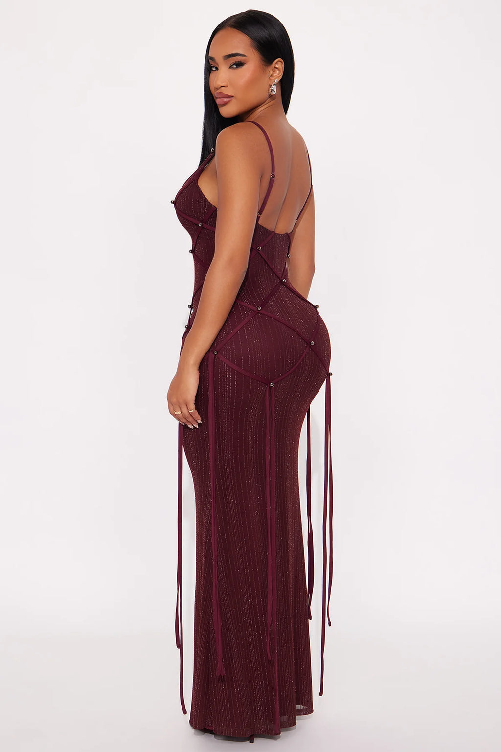 Brianne Glitter Mesh Stappy Maxi Dress