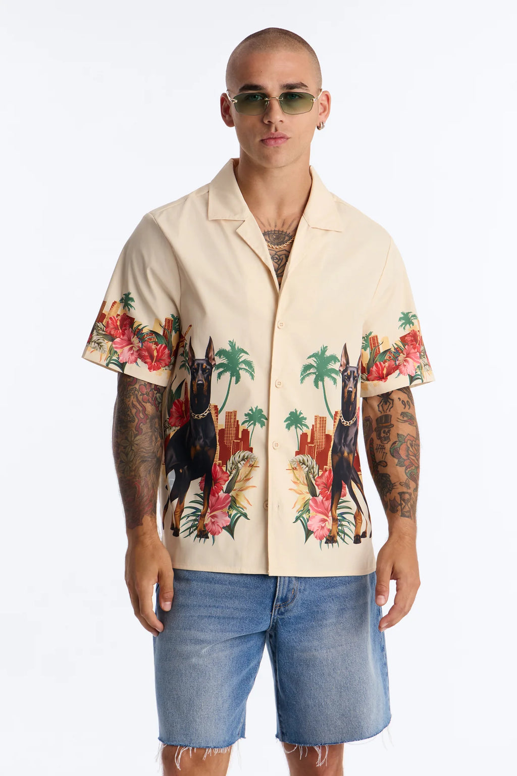 Relaxed Tropical Watchdog Button Up Shirt