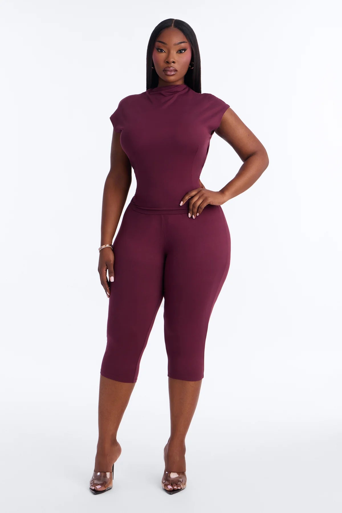 Carly Mock Neck Capri Set