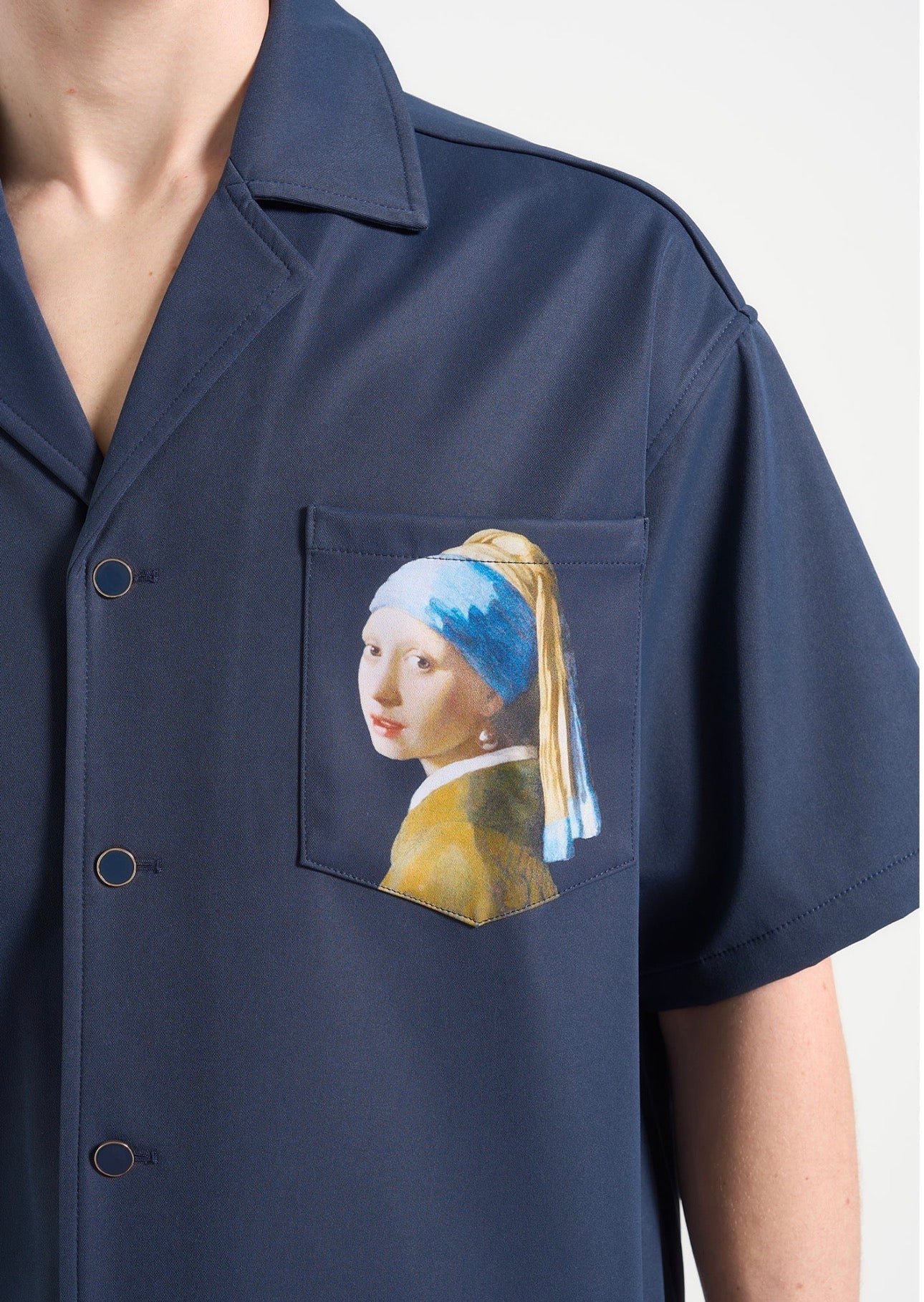 MANIERE DE VOIR - Stephane in Cream & Indigo - “A Girl With A Pearl Earring” Boxy Shirt