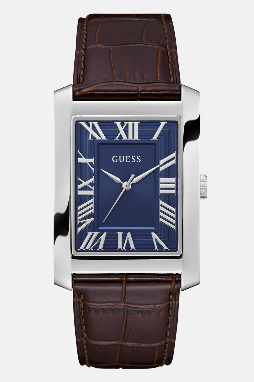 Guess - Silver-Tone and Navy Analog Watch - Clyde [GW1003G2]